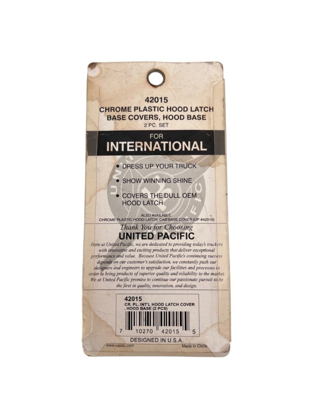 United Pacific Chrome Plastic Hood Latch & Base Cover Set International Trucks - Picture 8 of 10